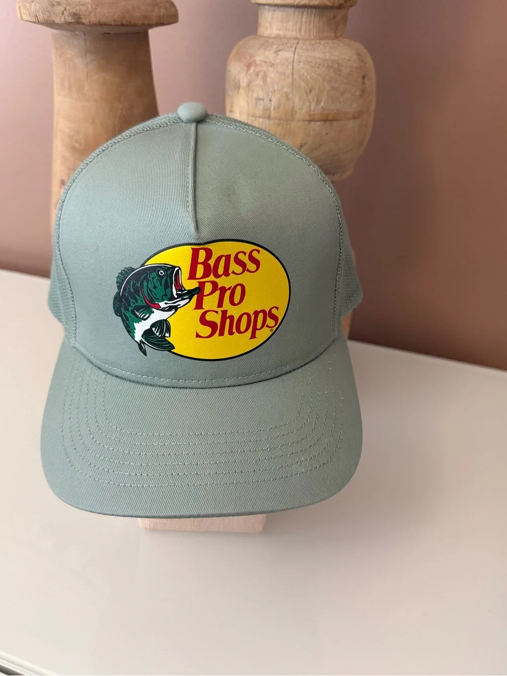 Bass Pro Shops Sage Green Patch Logo Trucker Hat